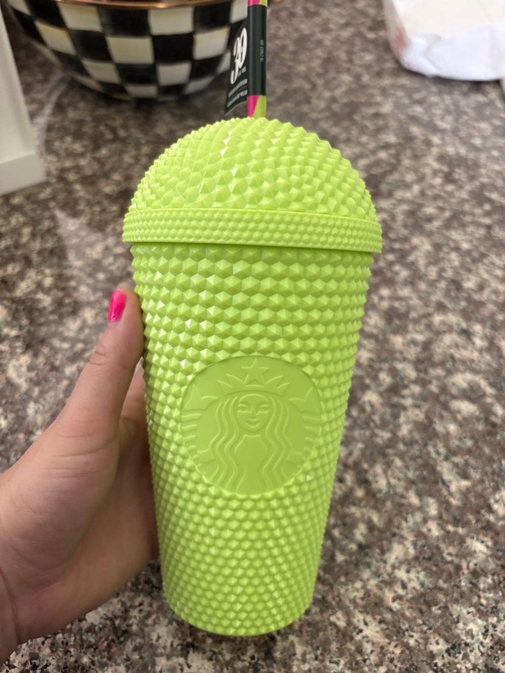Starbucks Neon Lime Studded Cold Cup with Dome Lid